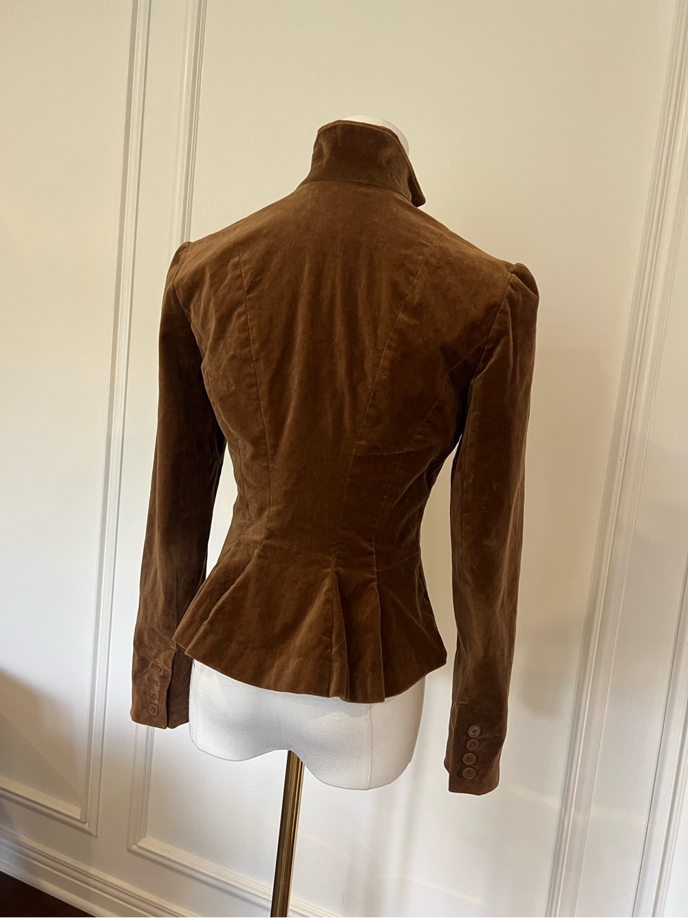 Brown Velvet Fitted Peplum‎ Blazer Dark Academia Victoriana Old Money GAP Sz 2 - Picture 7 of 12